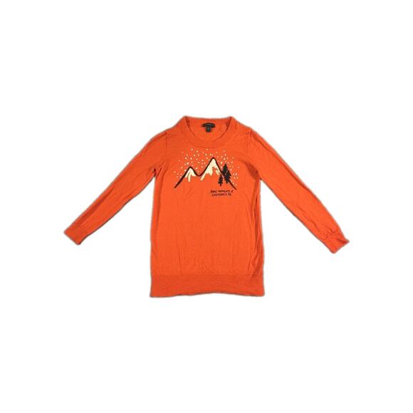 J. Crew Factory Sweaters - J.Crew Womens Sz XS Red Merino Wool Chamonix France Mountain Graphic Sweater C8